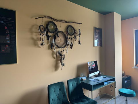 Large 5 Piece Crystal Dreamcatcher Set - Brown Green 15 Gemstones Wall Art