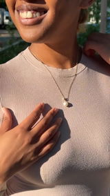 Lunar Bloom Pearl Pendant Necklace