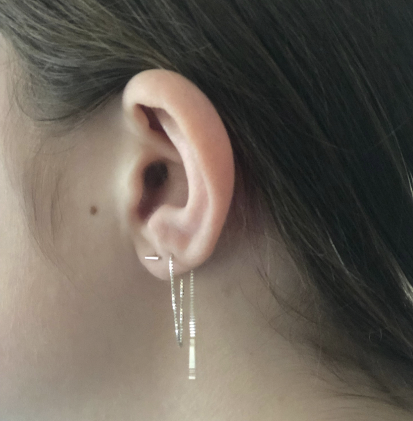 Bestselger: Kjede-øredobber (Sølv/Gull) - Nikkelfrie lange hengende ørepynt - Ear Chain Threaders - To eller flere hull (par)