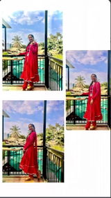 Hot Pink Georgette Anarkali Suit Set