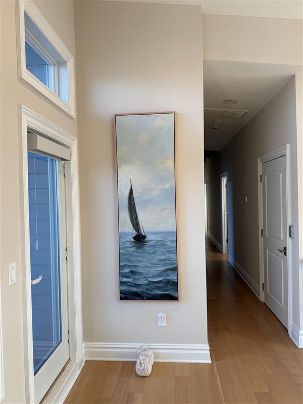 Narrow Wall Art Sailboat At Sea For Bedroom Coastal Scene