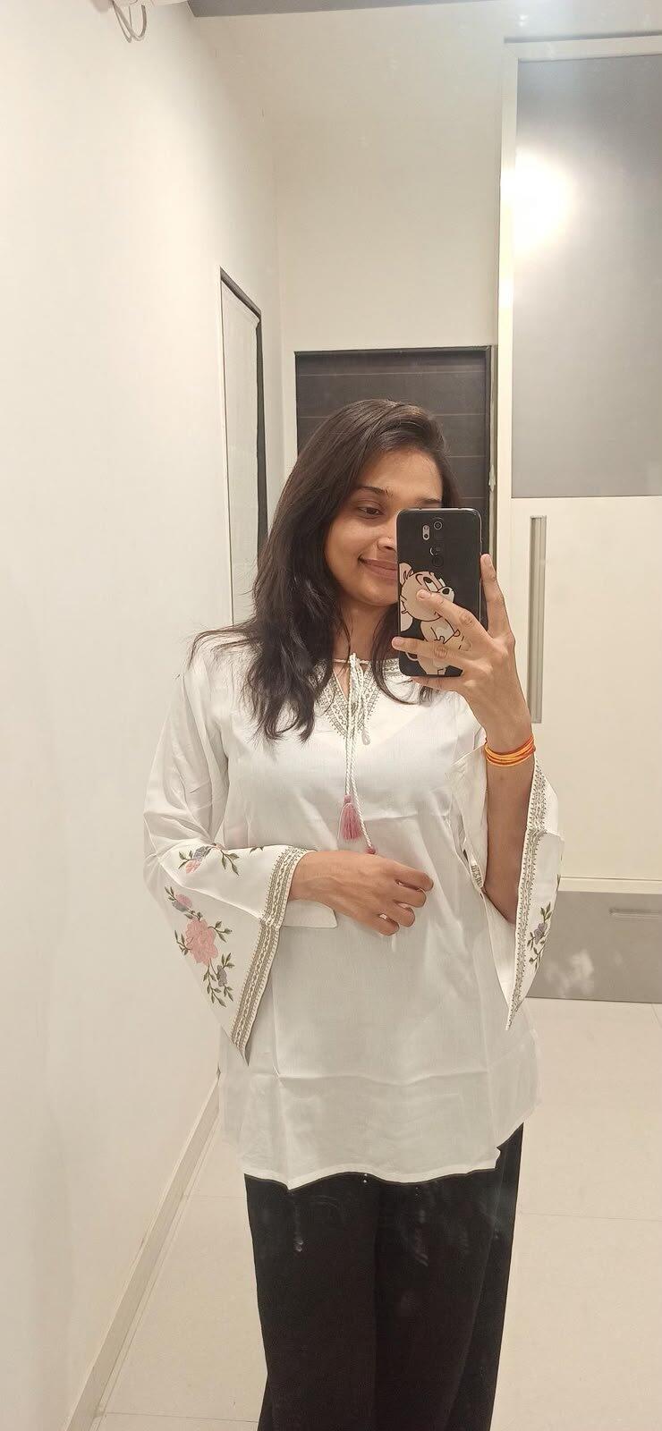 Blossom Belle Embroidered Kurti - White