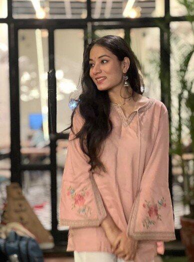 Blossom Belle Embroidered Kurti - Pastel Pink