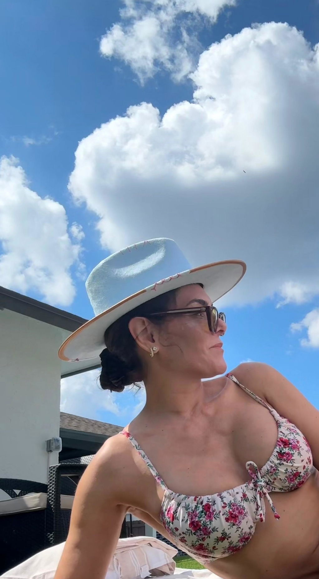 Handcrafted Boho Luna Azul Hat – Light Blue Suede Fedora with Gold Details & Beaded Accents