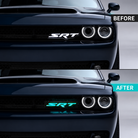 AutoJeweler Premium Carbon Fiber SRT RGB Flow Series LED Grille Emblem Badge – Standard Hybrid Bluetooth + RF Controller