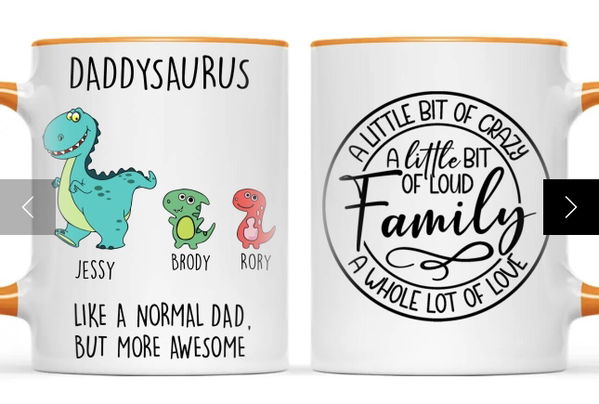 Customer photo of their Personalised Daddysaurus Mug