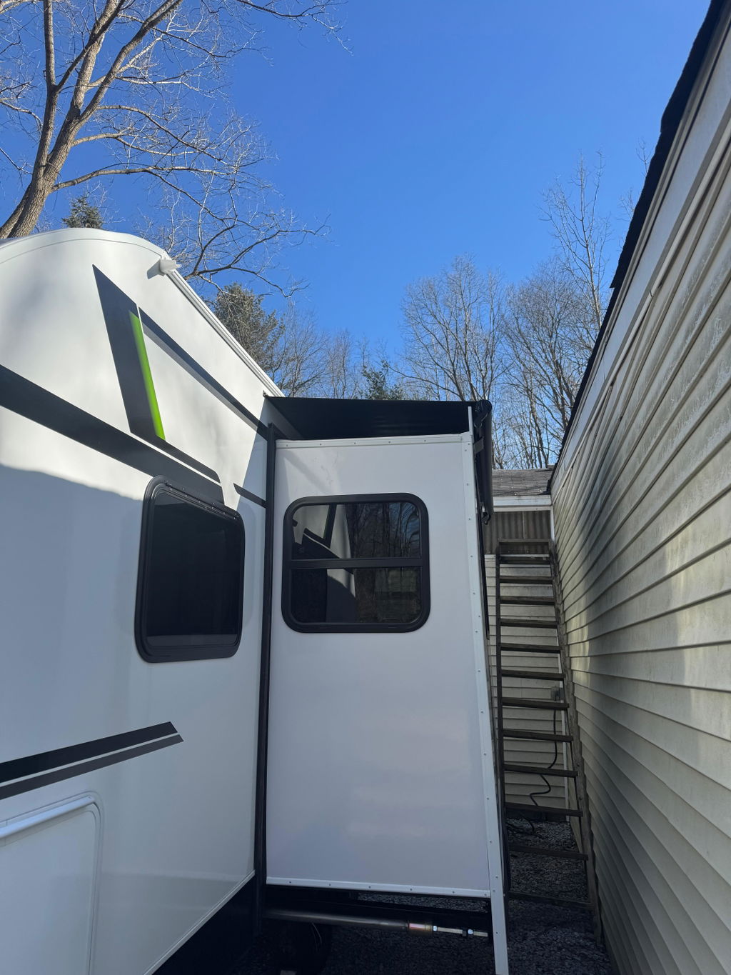 AWNLUX RV Slide Topper Awning - Black & White