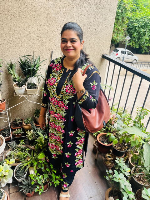 Hand Embroidered Chikankari Kurta Set  | Black with Orange