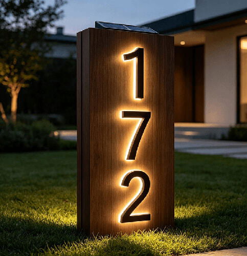 Modern Illuminated House Numbers Light Up House Number Signs Outdoor Lit House Numbers Led Address Solar Backlit House Numbers