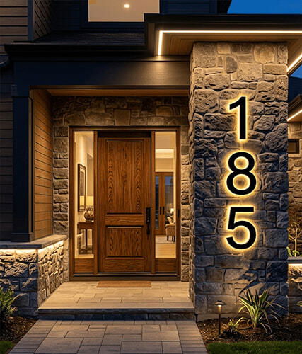 Modern Illuminated House Numbers Light Up House Number Signs Outdoor Lit House Numbers Led Address Solar Backlit House Numbers