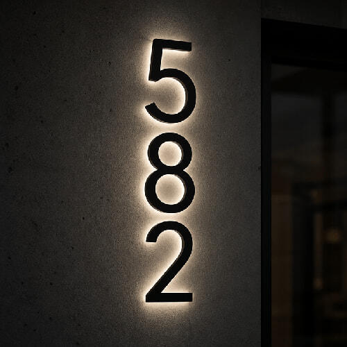 Modern Illuminated House Numbers Light Up House Number Signs Outdoor Lit House Numbers Led Address Solar Backlit House Numbers