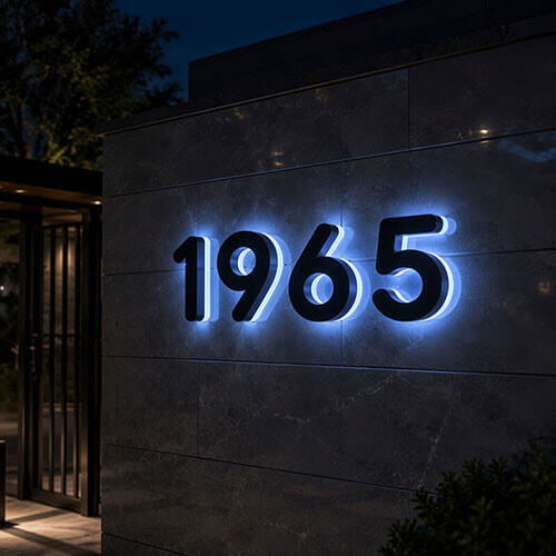 Automatic Dusk-to-Dawn Backlit LED House Numbers - Modern Exterior Address Lighting