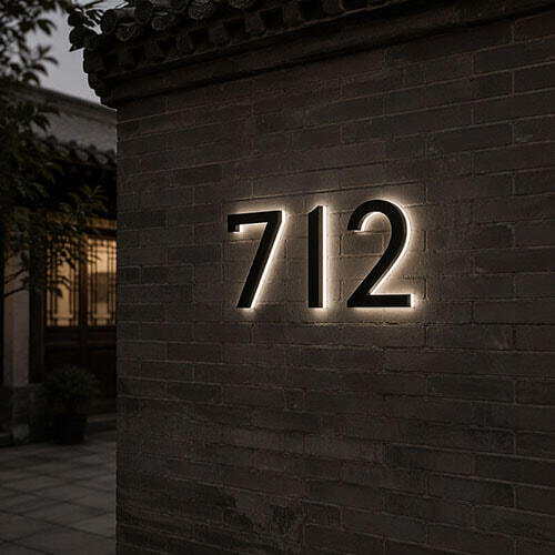 Outdoor LED House Number Plaque Modern Door Plates Metal & Acrylic House Number Sign Apartment Street Address Light Decor Waterproof