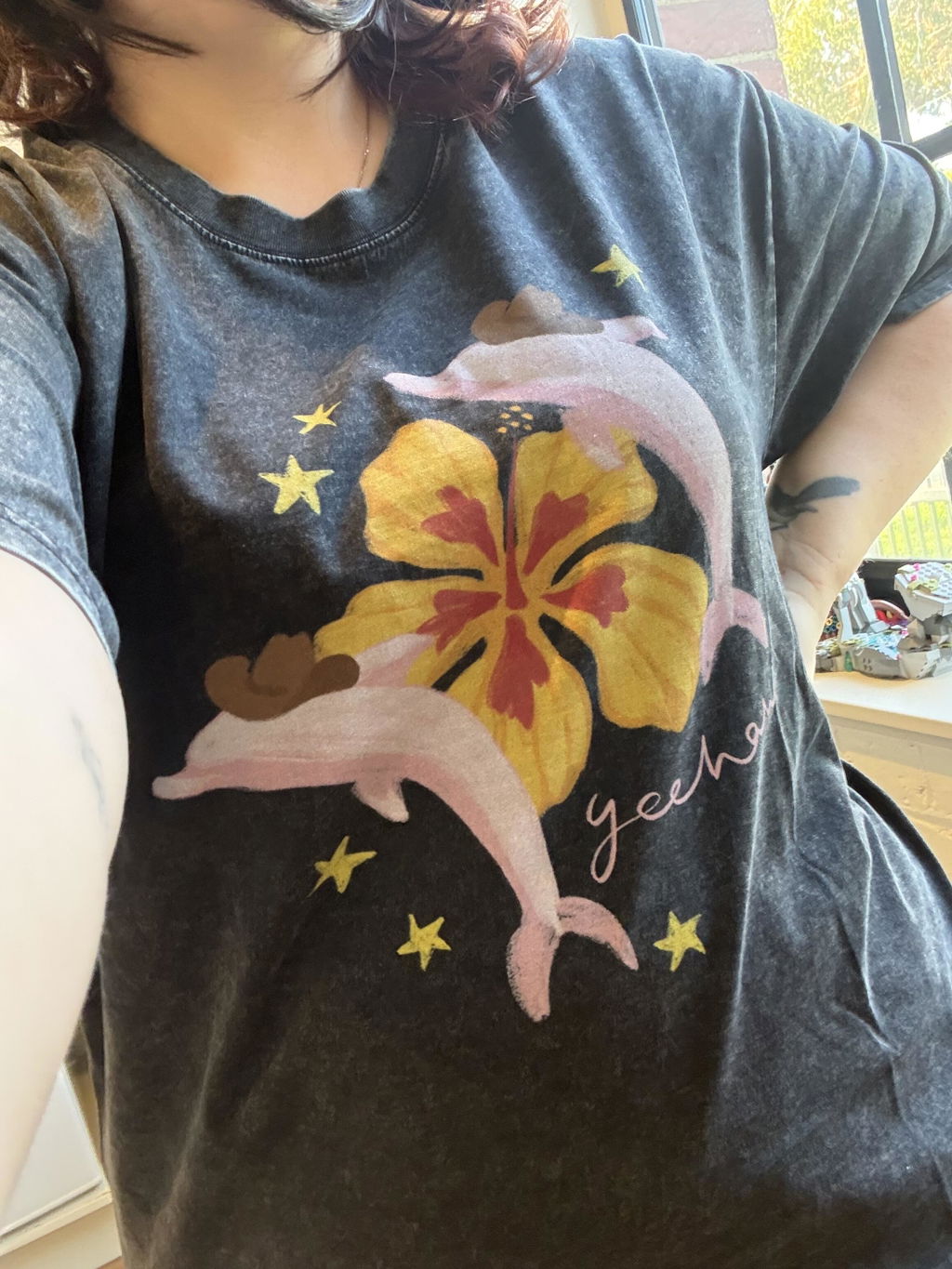 Dolphin Girl Oversized Graphic Tee