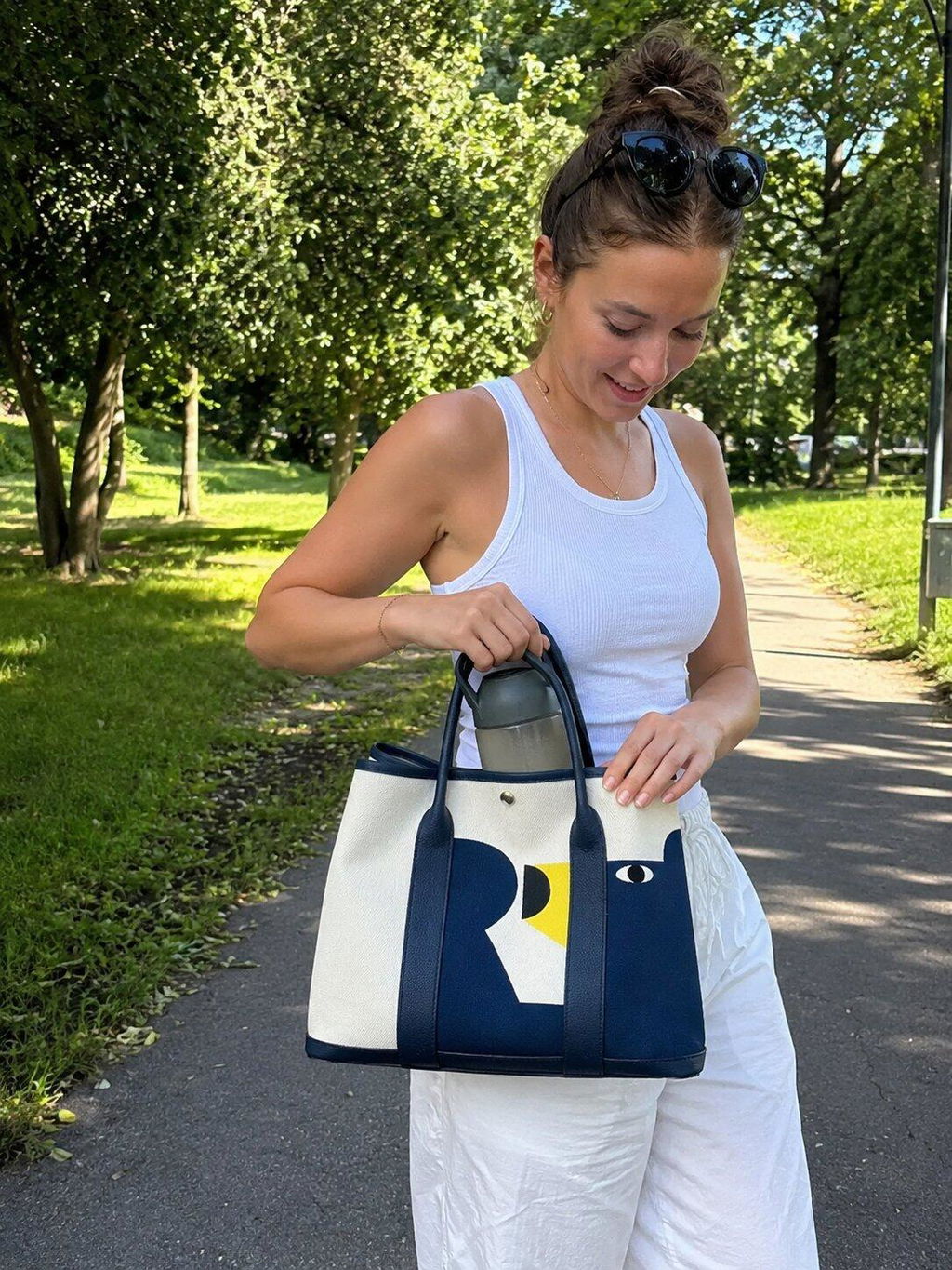 Graffiti Canvas Leather Tote Bag – Large Capacity Garden Bag