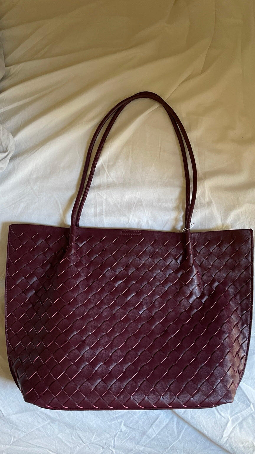 Cici Maxi Vintage Woven Leather Tote Bag