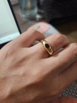 Anillo Solitario Verde en Oro de 10K