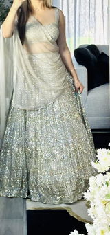 Beige Sequins Embroidered Lehenga
