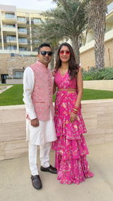 Rani Pink Pre-Draped Saree
