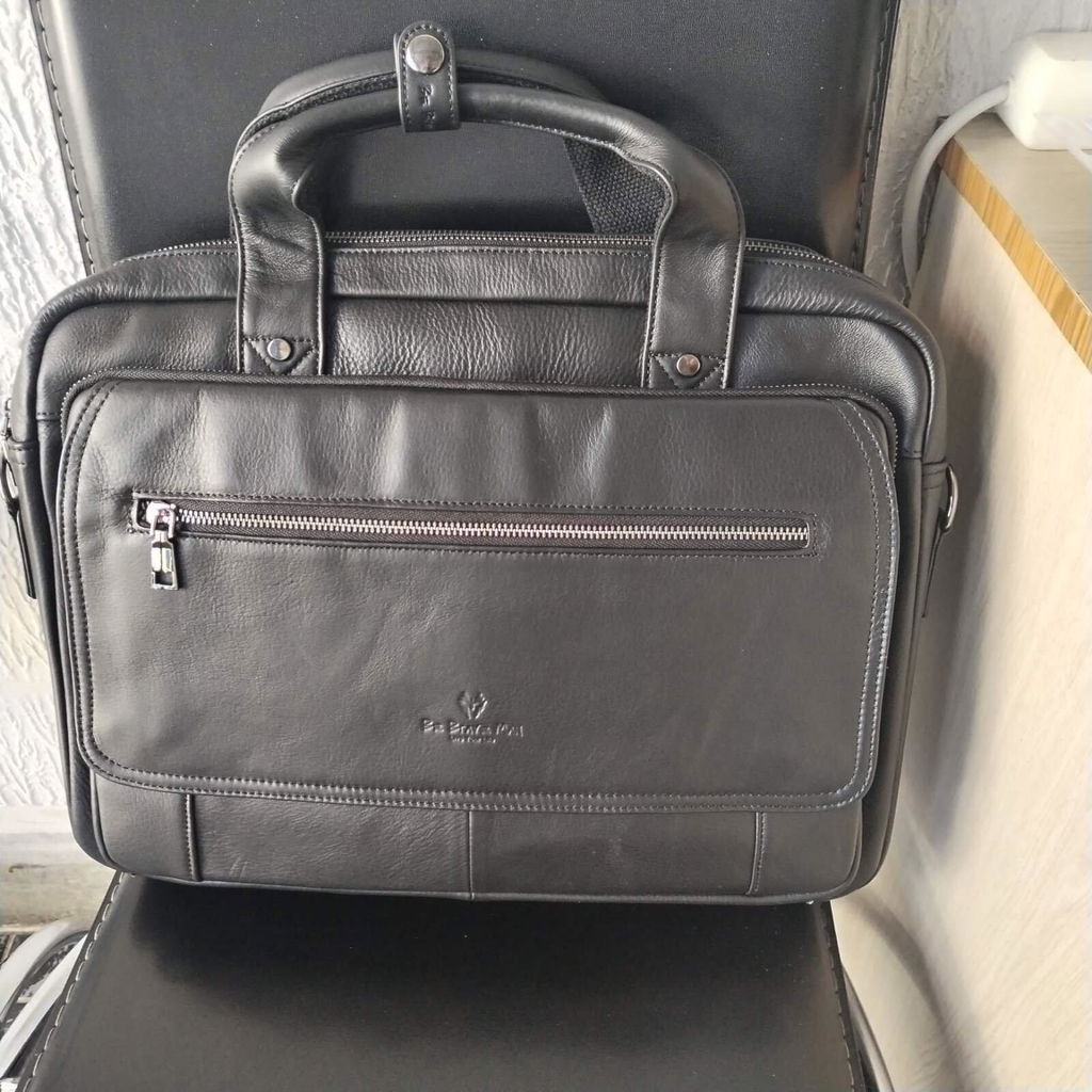 MUŠKA KOŽNA TORBA U CRNOJ BOJI ZA LAPTOP 15 Inča – BBM Business