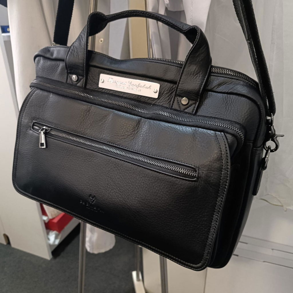 MUŠKA KOŽNA TORBA ZA LAPTOP DO 16 Inča – Business BLACK
