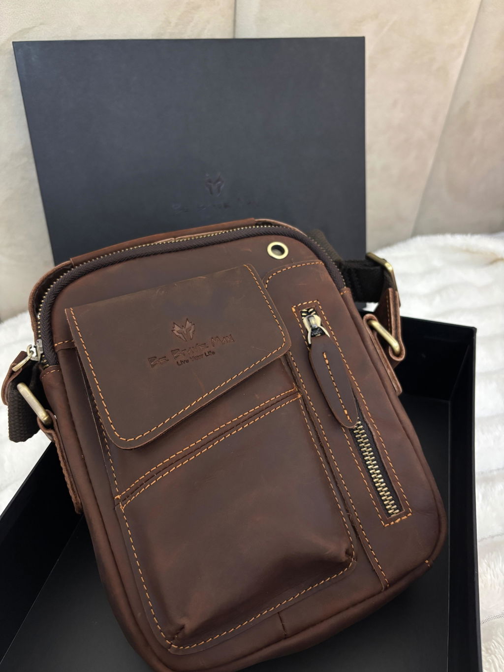 Muška Kožna Torba - Taupe Dark Brown