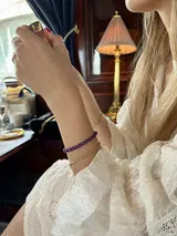 Bolivian Amethyst 6mm Strand Bracelet, customer photo