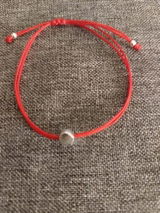 Makramee Armband flache runde Perle 925 Silber
