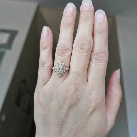 0.75ct Oval Cut Moissanite Cluster Diamond Engagement Ring