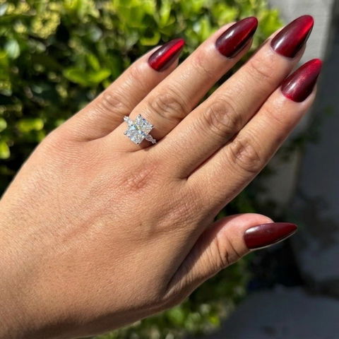 1.50-3.50 CT Radiant Pave Setting Lab Grown Diamond Engagement Ring