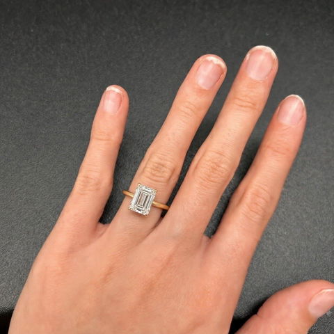 1.0-3.01 CT Emerald Solitaire Diamond Engagement Ring