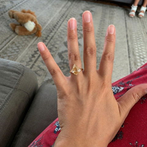 4.50CT Fancy Yellow Pear Diamond Unique Three Stone Lab Grown Engagement Ring
