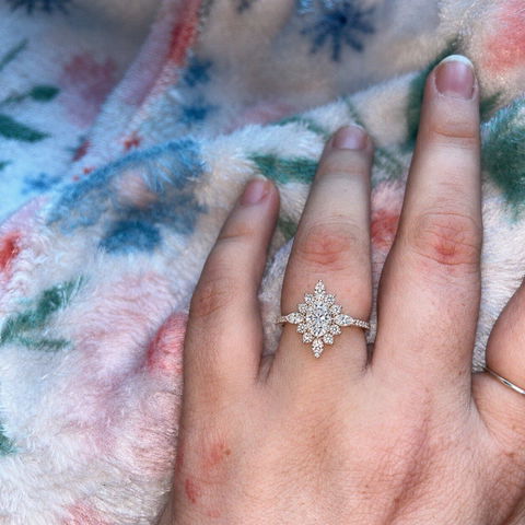 0.75ct Oval Cut Moissanite Cluster Diamond Engagement Ring