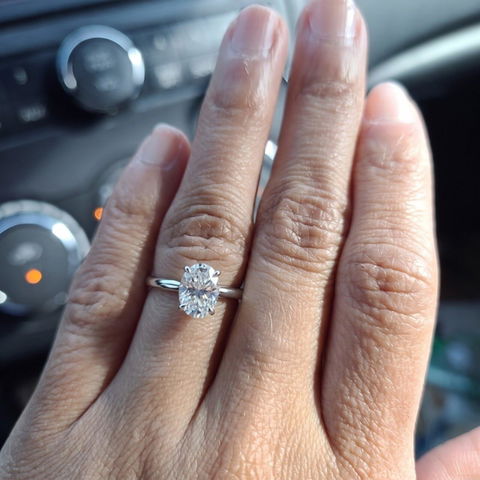 1.0-2.0CT Oval Diamond Solitaire Lab Grown Engagement Ring