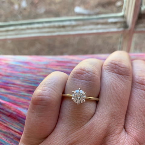 1.0 CT Round Brilliant Hidden Halo Moissanite Engagement Ring