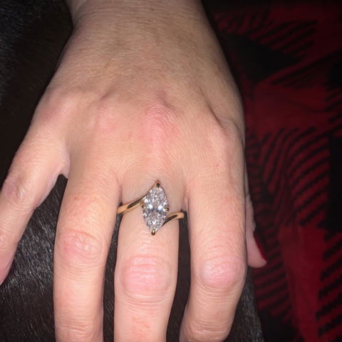 1.50CT Marquise Cut Unique Solitaire Moissanite Engagement Ring