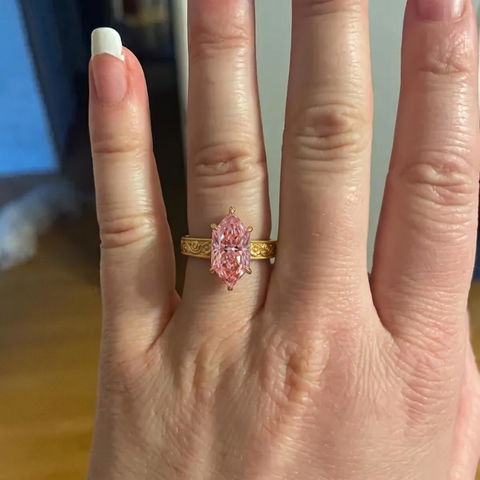 2.50CT Vintage Marquise Pink Lab-Grown Diamond Engagement Ring