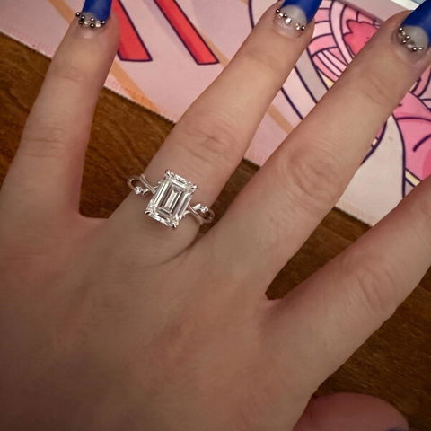 2.0CT Emerald Cut Moissanite Branches Engagement Ring