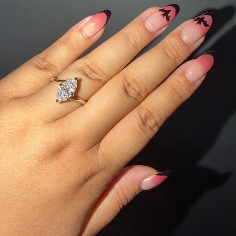1.50CT Marquise Cut Unique Solitaire Moissanite Engagement Ring