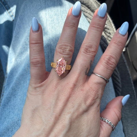 2.50CT Vintage Marquise Pink Lab-Grown Diamond Engagement Ring