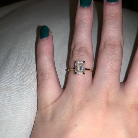 1.0 CT-3.50CT Emerald Cut Lab Grown Diamond Hidden Halo Engagement Ring
