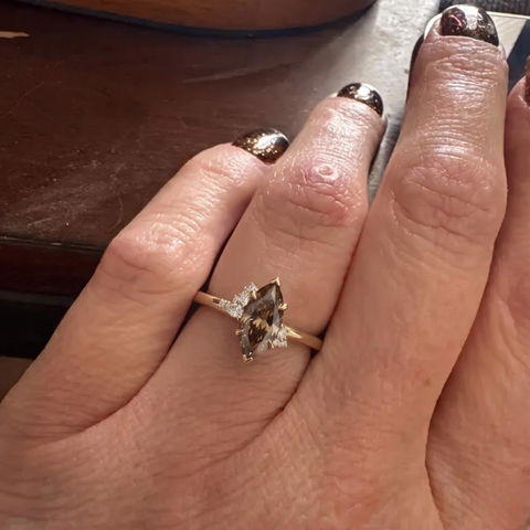 1.50CT Fancy Brown Marquise Diamond Cluster Setting Lab Grown Engagement Ring