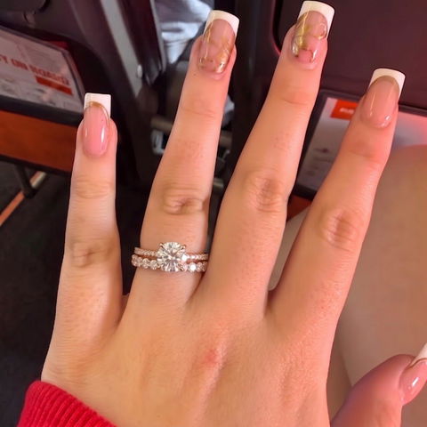 2.0CT Round Cut Hidden Halo Moissanite Engagement Ring