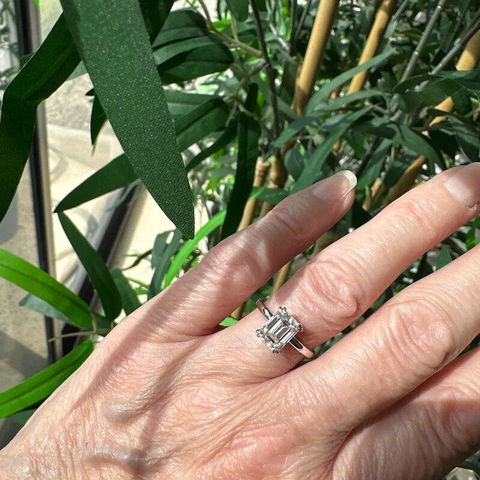 2.0 CT Emerald Cut Solitaire Moissanite Engagement Ring