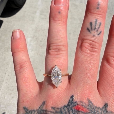2.50CT Marquise Cut Diamond Solitaire Moissanite Engagement Ring