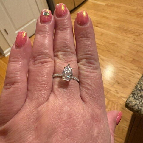 4.0CT Pear Cut Hidden Halo Moissanite Diamond Engagement Ring