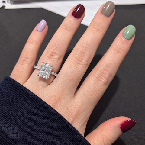 2.50 CT-4.50 CT Radiant Hidden Halo Lab Grown Diamond Engagement Ring