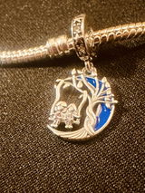 Sisters Friends On A Swing Luminous Moon Charm