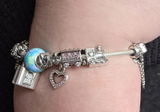 Silver Travel Train Dangle Charm