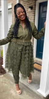 Frilled Mesh Combo Jacket